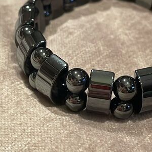 Geometric Hematite Bracelet Size 7-8” stretch